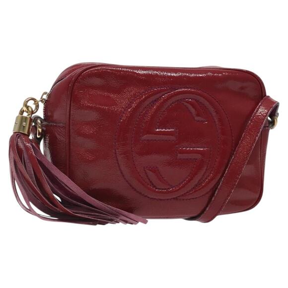 GUCCI Soho Interlocking Shoulder Bag Enamel Red Gold - Picture 1 of 16